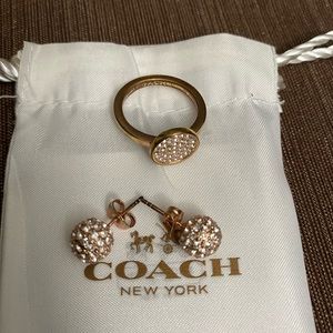 Coach Fashion Earrings And Ring Set